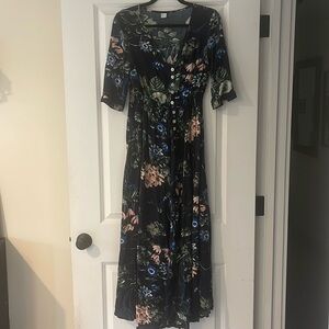 Never worn navy floral maxi dress